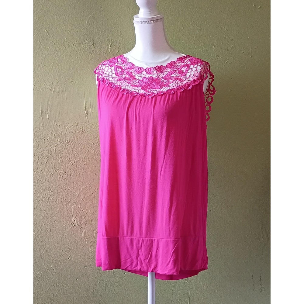 Coquette Romantic Pink Lace Barbiecore  Blouse  Dopamine Pink Womens L Large